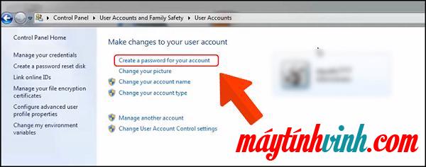Chọn mục Tạo mật khẩu cho tài khoản của bạn