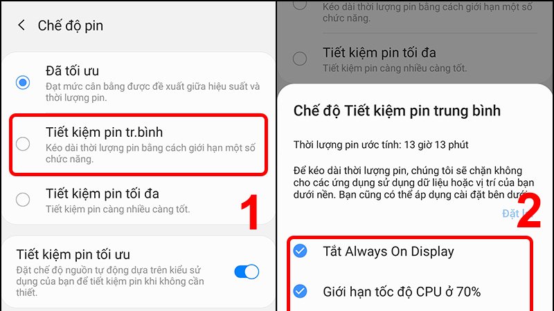 Kích hoạt chế độ tiết kiệm pin