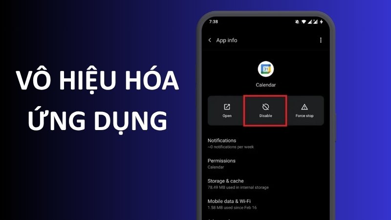 Vô hiệu hóa ứng dụng hệ thống (disable system apps)